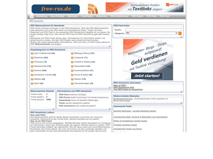 RSS Verzeichnis - Newsfeeds eintragen oder lesen | free-rss.de