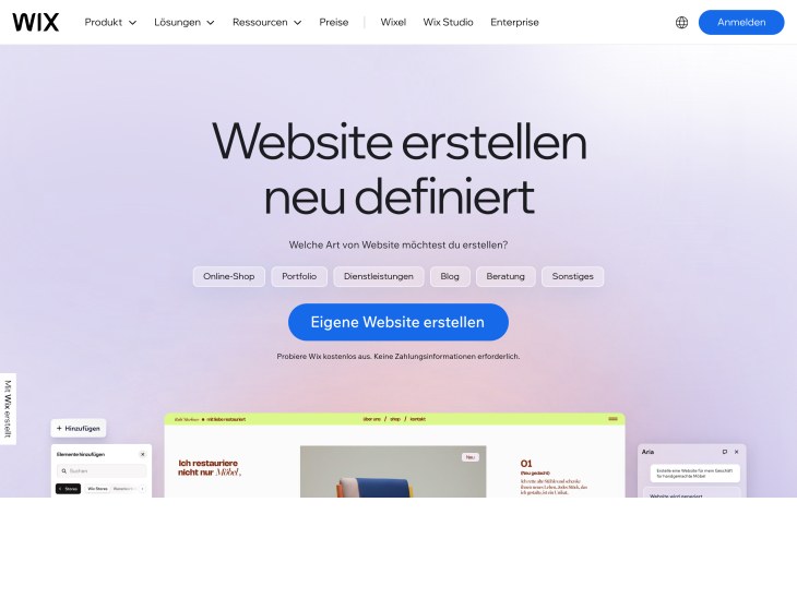 Wix – Kostenlos eine professionelle Website erstellen