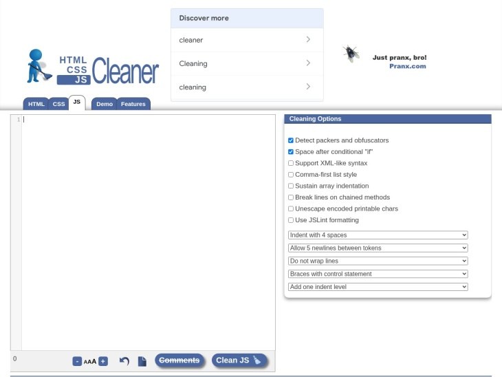 JavaScript Cleaner