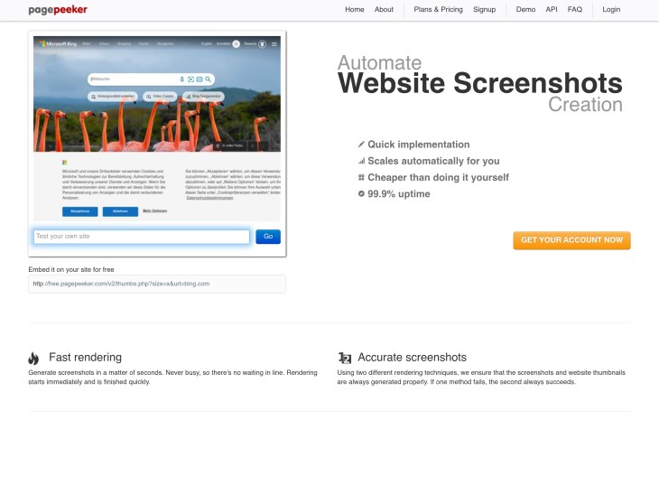 Website-Miniaturansichten und Website-Screenshots